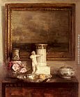 Classical Canvas Paintings - Still Life with Classical Column and Statue